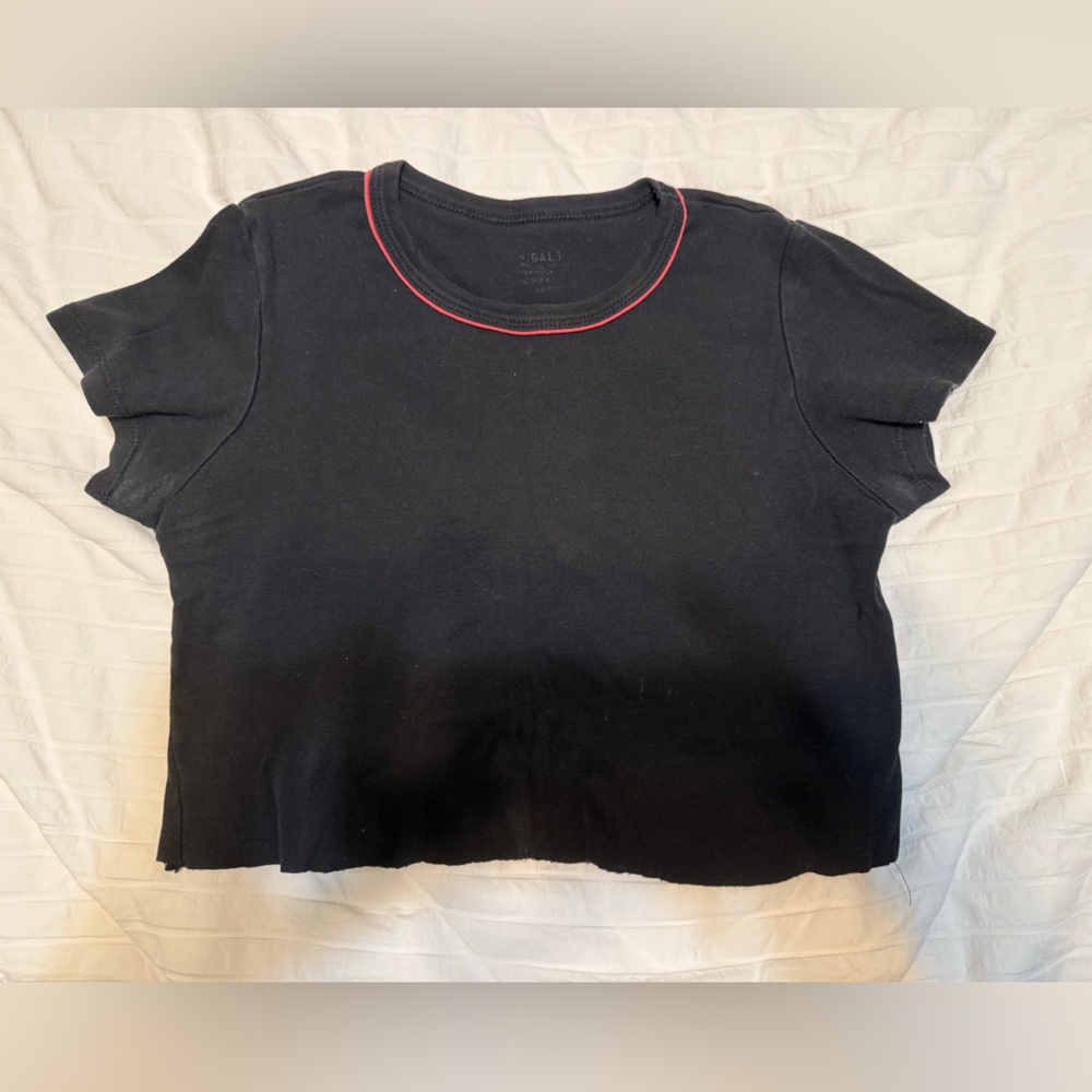 Brandy Melville Black Tee with Red Neckline